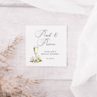 Elegant Pearls and Prosecco Bridal Shower Square Sticker