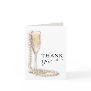Elegant Pearls and Prosecco Bridal Shower Thank You Card