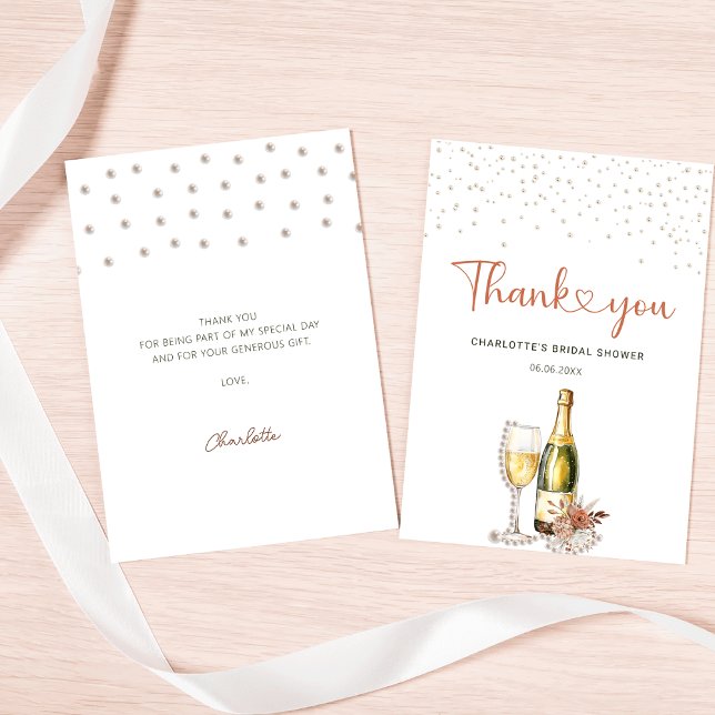 Elegant Pearls and Prosecco Bridal Shower Thank You Card (Elegant Pearls and Prosecco Bridal Shower Thank You Card
)