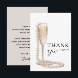 Elegant Pearls and Prosecco Bridal Shower Thank You Card<br><div class="desc">These Pearls and Prosecco flat thank you cards feature pearls draped from a champagne glass on the front and your personal message on the back. If you'd like to handwrite a message, just delete the wording we show on this template to leave the back blank. MATCHING items in our collection....</div>