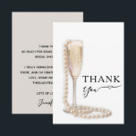 Elegant Pearls and Prosecco Bridal Shower Thank You Card<br><div class="desc">These Pearls and Prosecco flat thank you cards feature pearls draped from a champagne glass on the front and your personal message on the back. If you'd like to handwrite a message, just delete the wording we show on this template to leave the back blank. MATCHING items in our collection....</div>