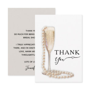 Elegant Pearls and Prosecco Bridal Shower Thank You Card