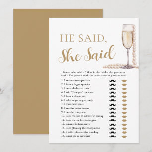 Elegant Pearls and Prosecco He Said, She Said Game Invitation