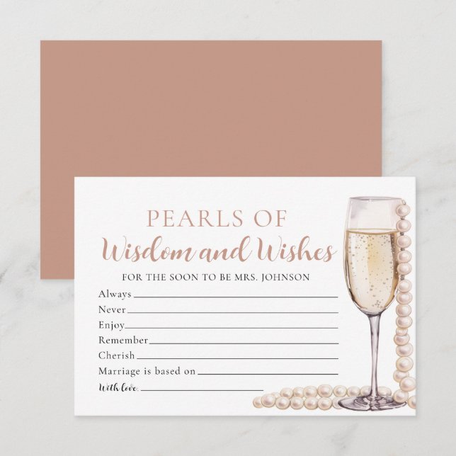 Elegant Pearls and Prosecco Pearls of Wisdom Card (Front/Back)