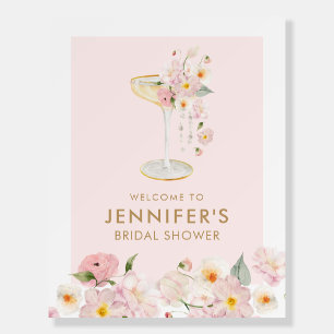 Elegant Pearls and Prosecco Welcome Sign