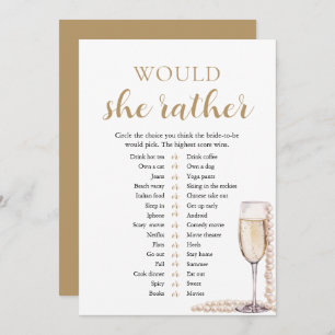 Elegant Pearls and Prosecco Would She Rather Game Invitation
