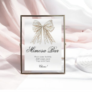 Elegant Pearls Bow Bridal Shower Mimosa Bar Poster