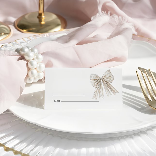 Elegant Pearls Bow Wedding Place Card (Creator Uploaded)