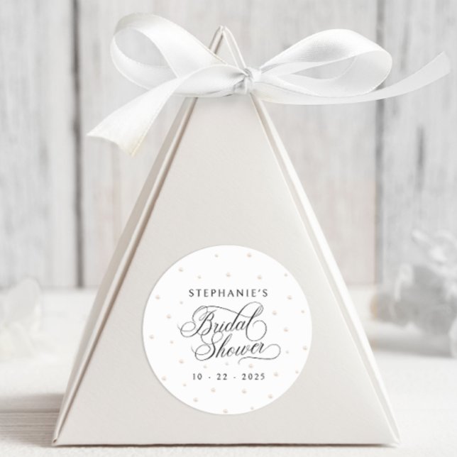 Elegant Pearls Bridal Shower Classic Round Sticker (Creator Uploaded)