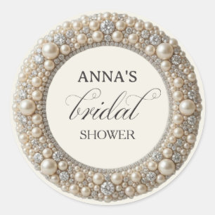 Elegant Pearls Bridal Shower Classic Round Sticker