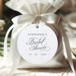 Elegant Pearls Bridal Shower Favor Tags<br><div class="desc">Add a touch of timeless elegance to your bridal shower favors with our Elegant Pearls Bridal Shower Favor Tags. Designed with a chic black-and-white palette, these tags are adorned with delicate white pearls, symbolizing purity and sophistication. The classic script typography adds a refined and luxurious touch, making them the perfect...</div>