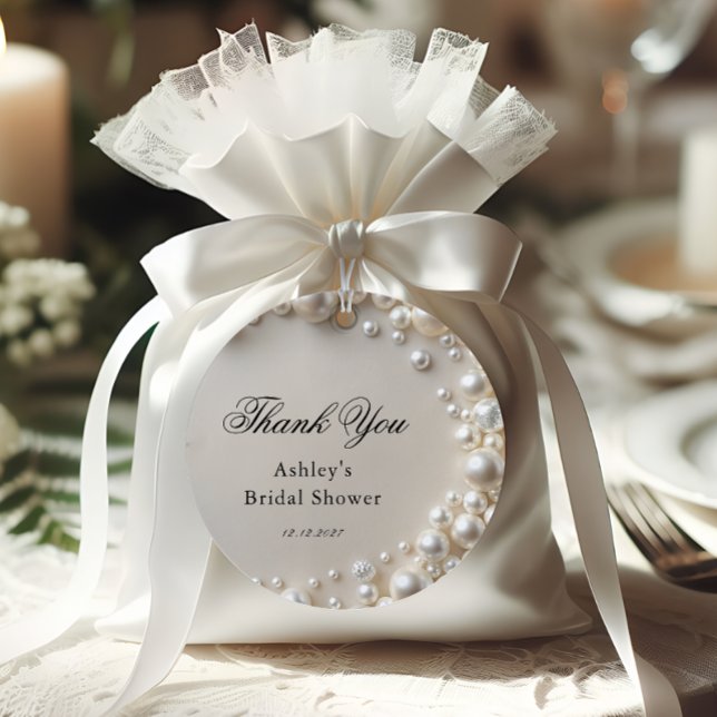 Elegant Pearls Bridal Shower Favor Tags (Creator Uploaded)