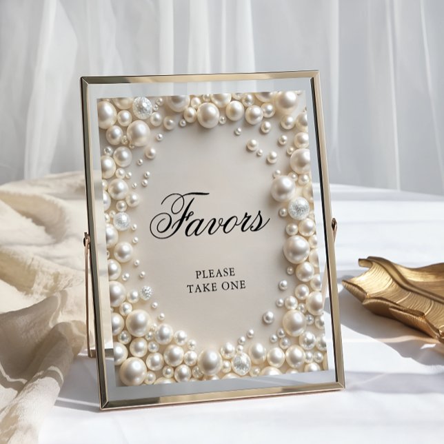 Elegant Pearls Bridal Shower Favors Poster (Creator Uploaded)