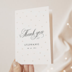 Elegant Pearls Bridal Shower Folded Letterpress Thank You Card