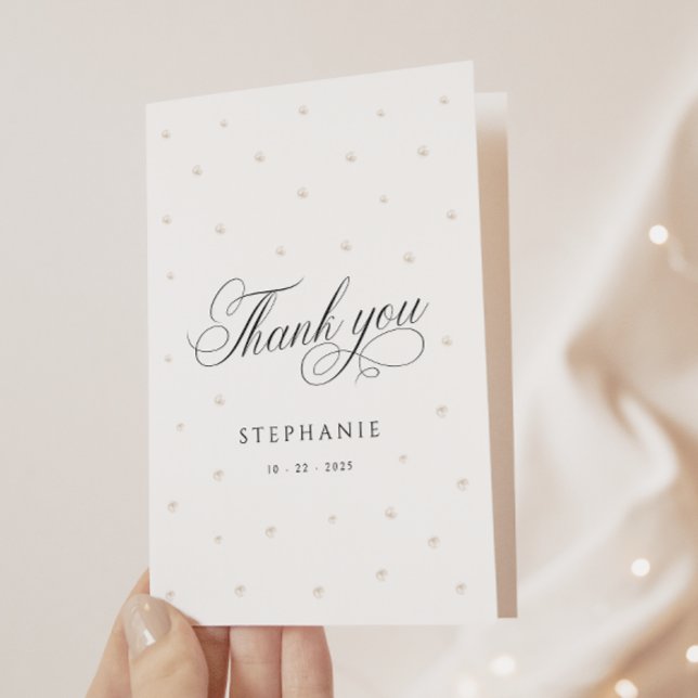 Elegant Pearls Bridal Shower Folded Thank You Card (Creator Uploaded)