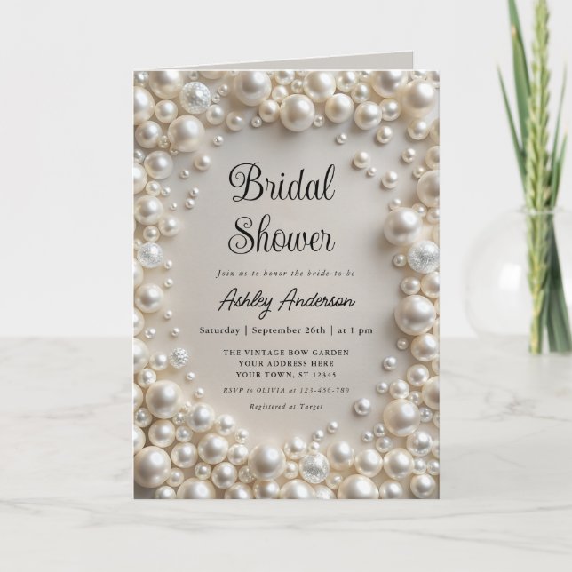 Elegant Pearls Bridal Shower Invitation (Front)