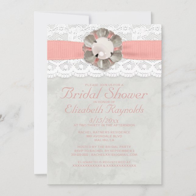 Elegant Pearls Bridal Shower Invitations (Front)