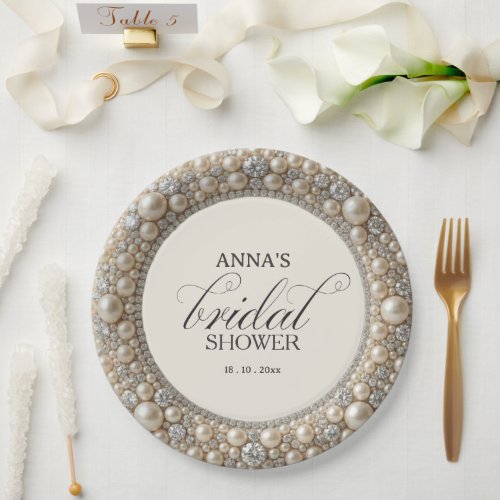 Elegant Pearls Bridal Shower Paper Plates