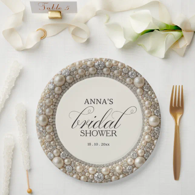 Elegant Pearls Bridal Shower Paper Plates | Zazzle