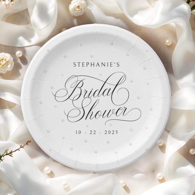 Elegant Pearls Bridal Shower Paper Plates (Creator Uploaded)
