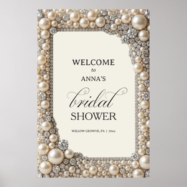 Elegant Pearls Bridal Shower Poster (Front)