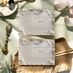 Elegant Pearls Bridal Shower Recipe Card