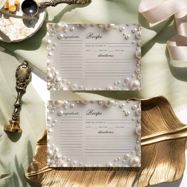 Elegant Pearls Bridal Shower Recipe Card (Creator Uploaded)