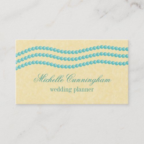 Elegant Pearls Business Card, Turquoise