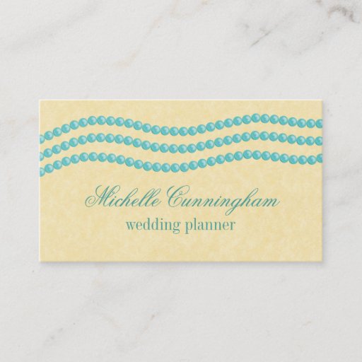 Customizable Elegant Pearls Business Card, Turquoise