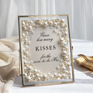 Elegant Pearls How Many Kisses Bridal Shower Game Poster
