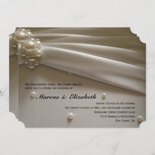 Elegant Pearls Ivory Cream Wedding Invitation