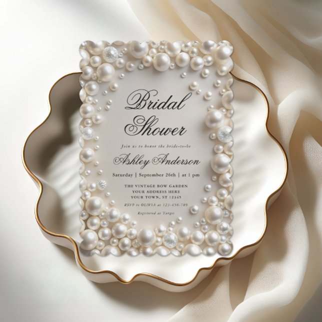 Elegant Pearls Modern Bridal Shower Invitation (Creator Uploaded)