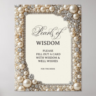 Elegant Pearls  of Wisdom Bridal Shower Poster