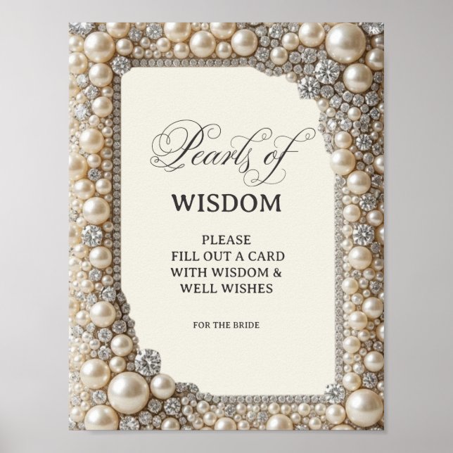 Elegant Pearls  of Wisdom Bridal Shower Poster (Front)