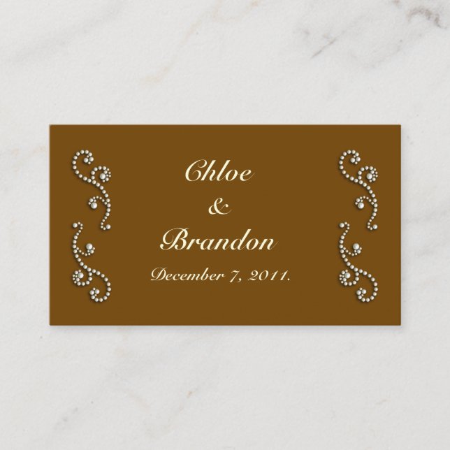 Elegant Pearls on Cream Wedding Website Card (Front)