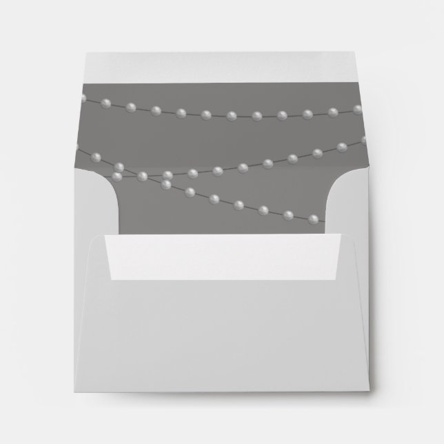 Elegant Pearls on Gray RSVP Envelope (Back (Bottom))