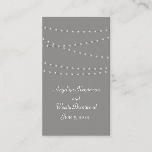 Customizable Elegant Pearls on Gray Wedding Website Card Business Card