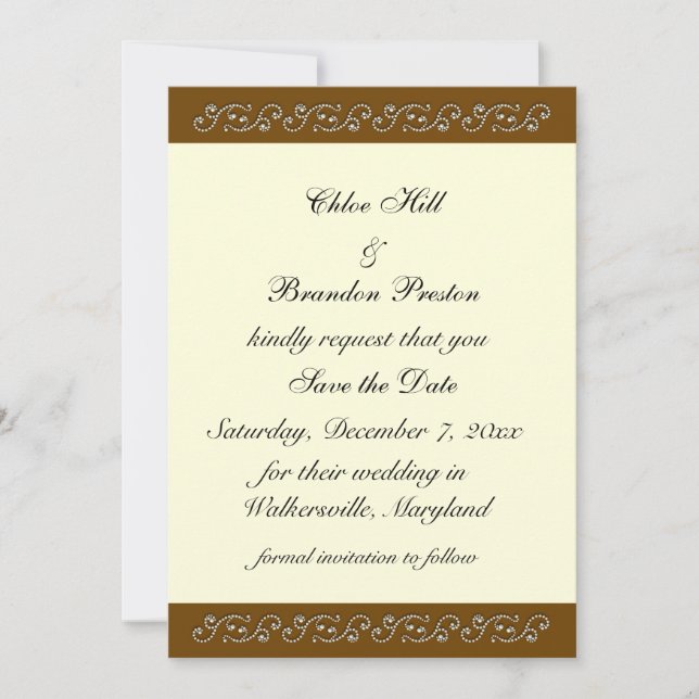 Elegant pearls on Ivory Save the Date (Front)