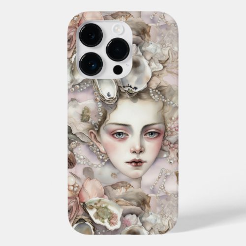 elegant pearls oyster shells mermaid face Case_Mate iPhone 14 pro case