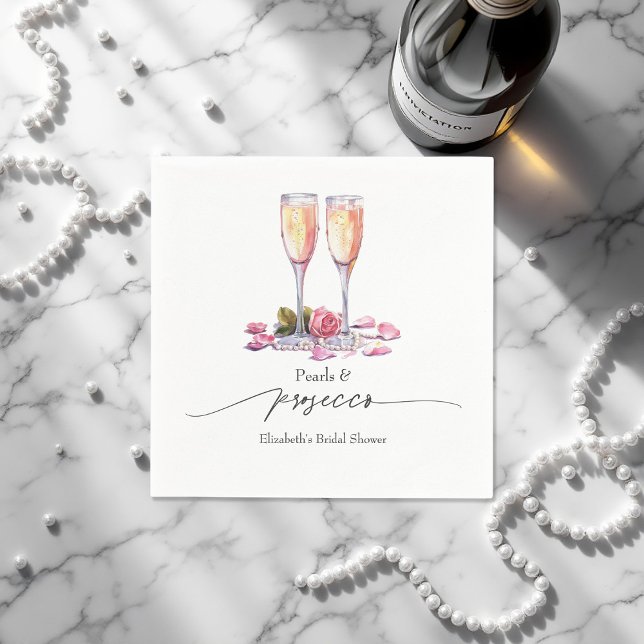 Elegant Pearls, Petals and Prosecco Bridal Shower Napkins (Elegant Pearls & Prosecco Bridal Shower Napkins)
