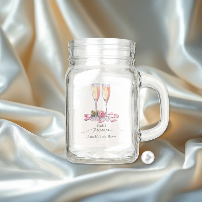 Elegant Pearls, Petals & Prosecco Bridal Shower Mason Jar (Elegant Pearls & Prosecco Bridal Shower Mason Jar)