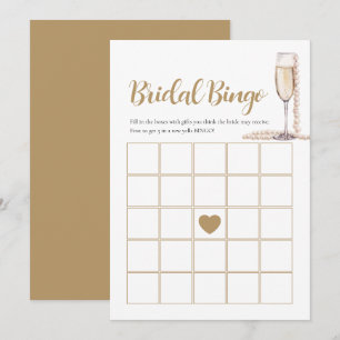 Elegant Pearls & Prosecco Bridal Bingo Game Card