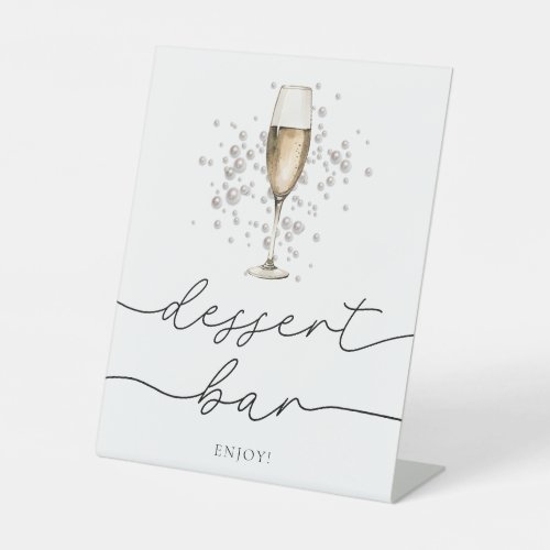 Elegant Pearls  Prosecco Bridal Shower Desser Bar Pedestal Sign