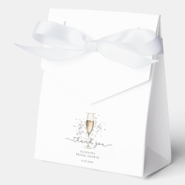 Elegant Pearls & Prosecco Bridal Shower Favor Box (Front)
