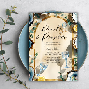 Elegant Pearls & Prosecco Bridal Shower Invitation