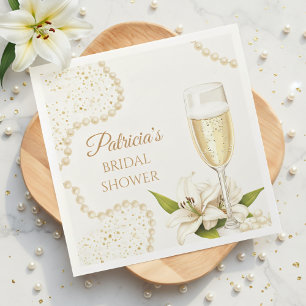 Elegant Pearls & Prosecco Bridal Shower Napkins