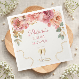 Elegant Pearls & Prosecco Bridal Shower Napkins