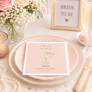 Elegant Pearls & Prosecco Bridal Shower Napkins