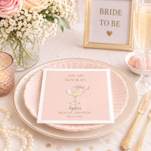 Elegant Pearls & Prosecco Bridal Shower Napkins