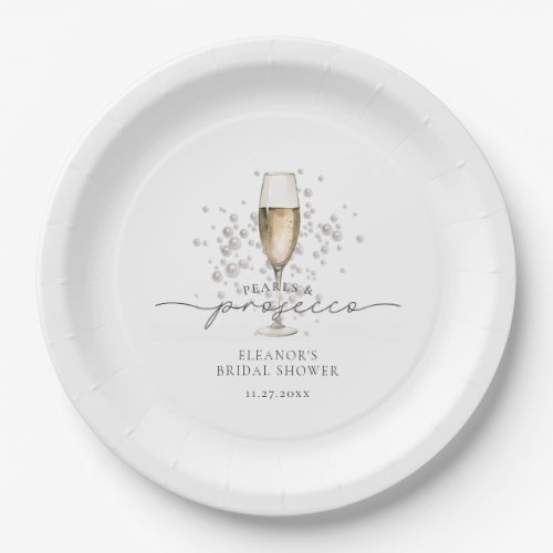Elegant Pearls  Prosecco Bridal Shower Paper Plates